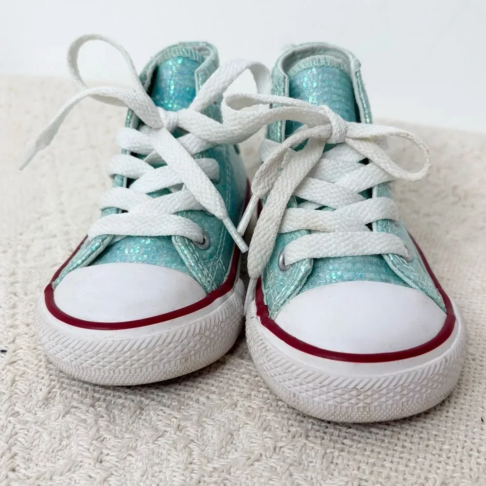 Converse teal glitter